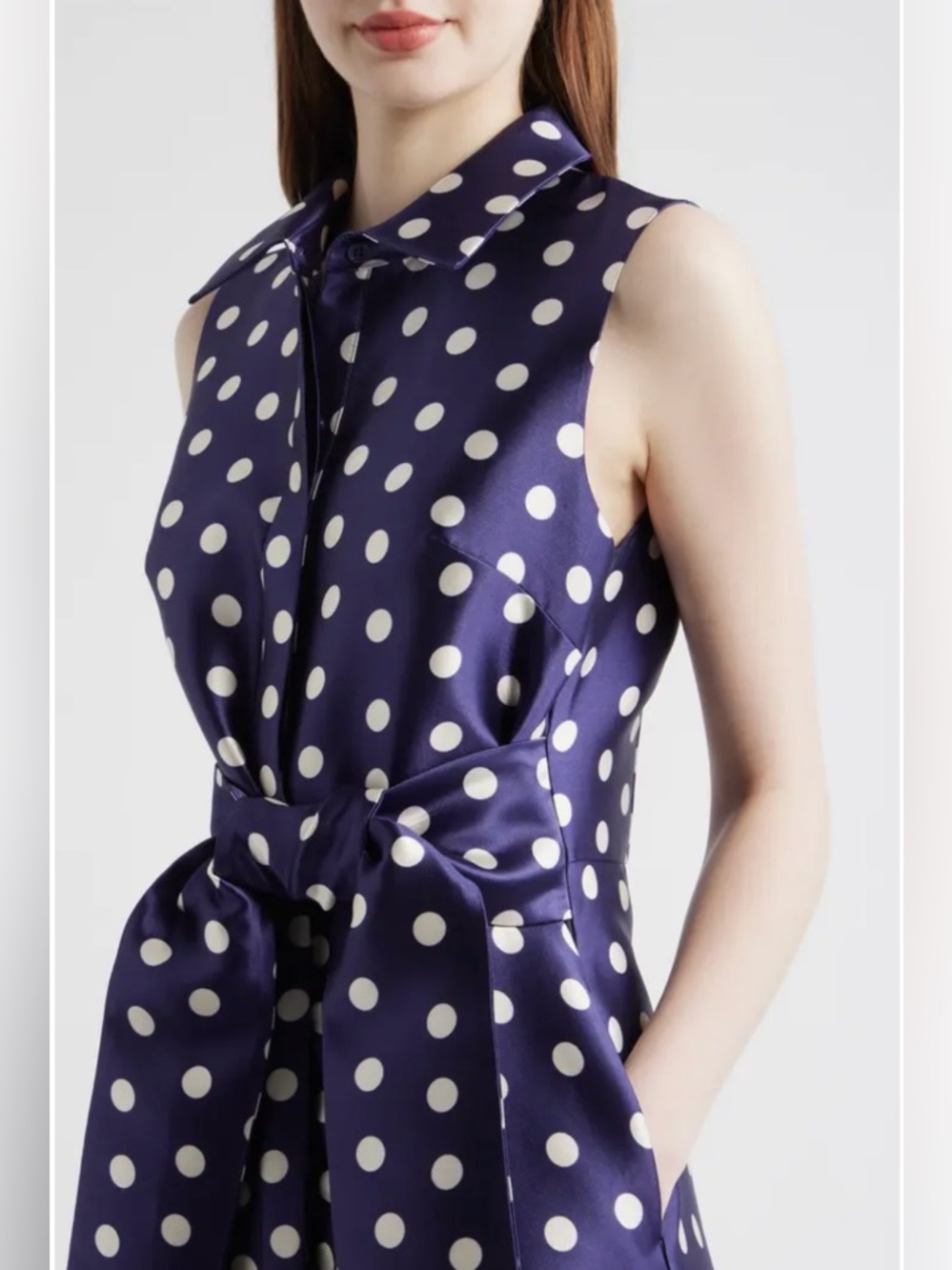 Julia Jordan Twill Polka Dot Gown Dress Navy NEW - Picture 2 of 6